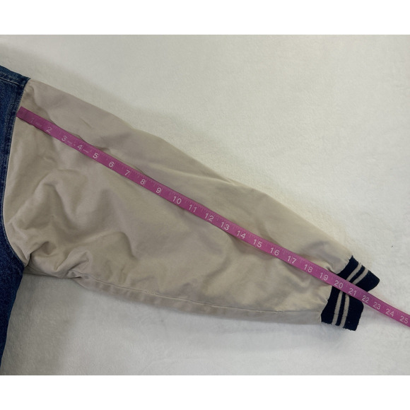 Vintage 90s WARNER BROS@LOONY TUNES Denim Varsity insulated Bomber Jacket Medium - Picture 10 of 13